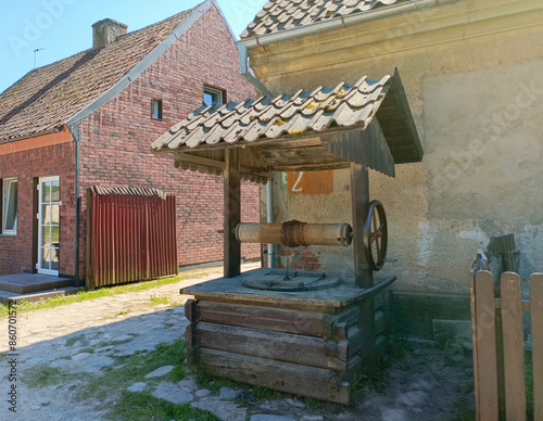 An old Prussian well in the settlement of Krasnolesie in East Prussia