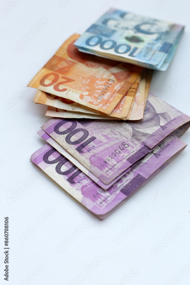 Philippine money, Banknotes on white background. Philippine money, Banknotes on white background.
