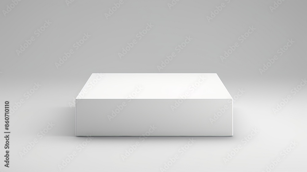 Minimalistic white square box isolated on a plain background, perfect for product mockups and packaging design.