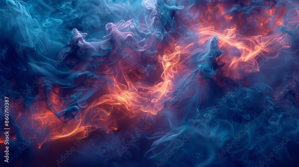 Abstract blue and orange smoke fractal Abstract blue and orange smoke fractal