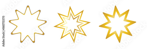 nine pointed star bahai symbol set