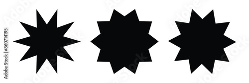 Bahai star. Black linear Bahai symbol. Religious symbol of Bahaism.