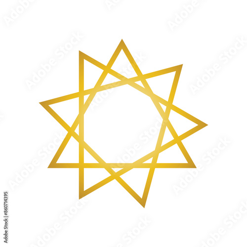 nine pointed star bahai symbol set
