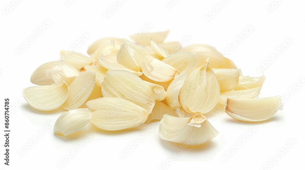 Whole and cut ripe garlic isolated on white wallpaper background Whole and cut ripe garlic isolated on white wallpaper background