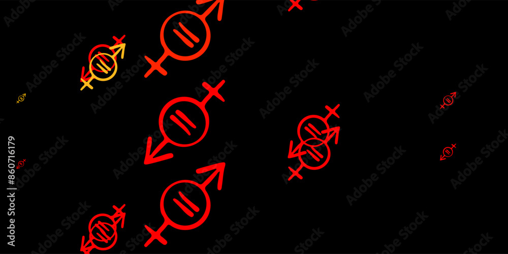 Dark Red, Yellow vector pattern with feminism elements. Dark Red, Yellow vector pattern with feminism elements.