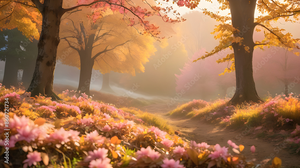 colorful hues of autumn foliage covering Fairy Meadows. colorful hues of autumn foliage covering Fairy Meadows.