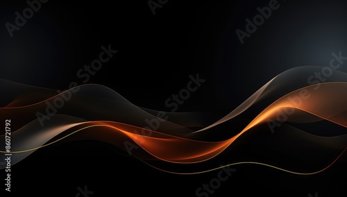 Abstract background with smooth wavy lines. Vector illustration. Black background.