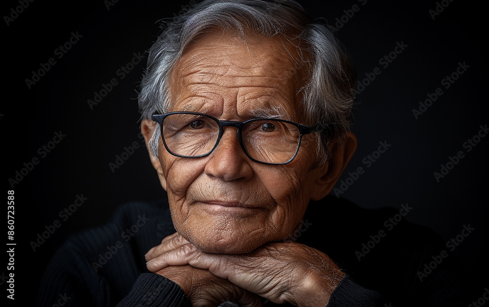 A close-up portrait of an elderly man wearing glasses, looking directly at the camera. The image is in black and white, creating a stark and dramatic effect A close-up portrait of an elderly man wearing glasses, looking directly at the camera. The image is in black and white, creating a stark and dramatic effect