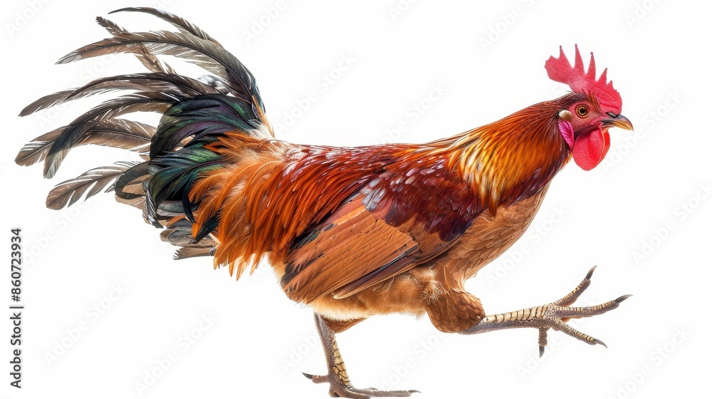 Fototapeta premium Rooster chicken farm animal isolated on white wallpaper background