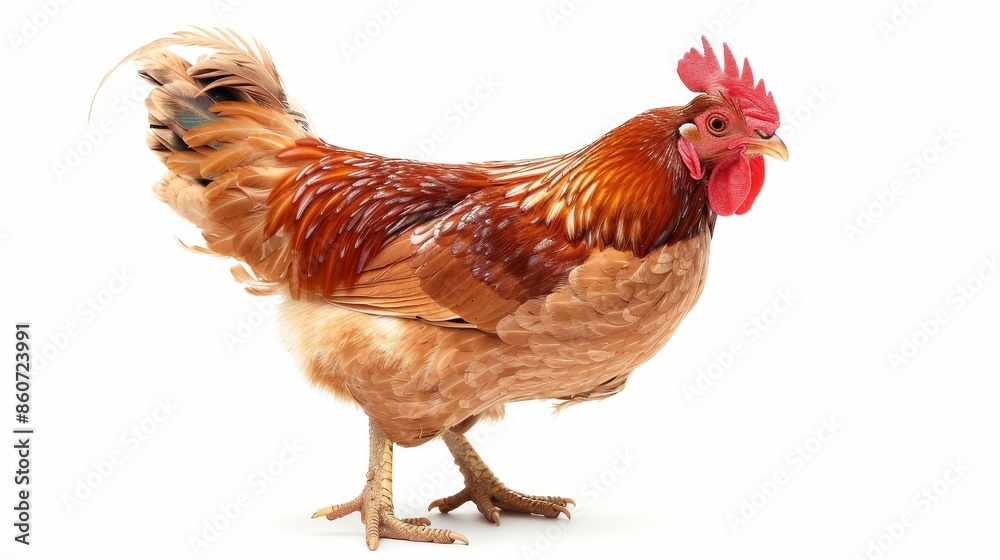 Fototapeta premium Rooster chicken farm animal isolated on white wallpaper background