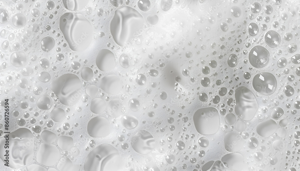 White foam with bubbles on grey background, top view White foam with bubbles on grey background, top view