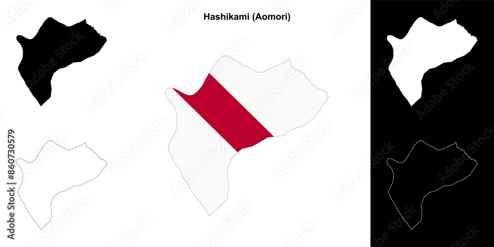 Hashikami (Aomori) outline map set Hashikami (Aomori) outline map set