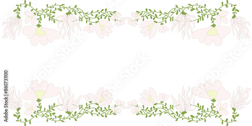 Decorazione floreale con delicati fiori rosa,  cornice vintage