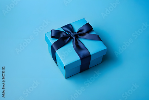 Blue gift box given on important occasions, Father's Day, special days Ai generated.