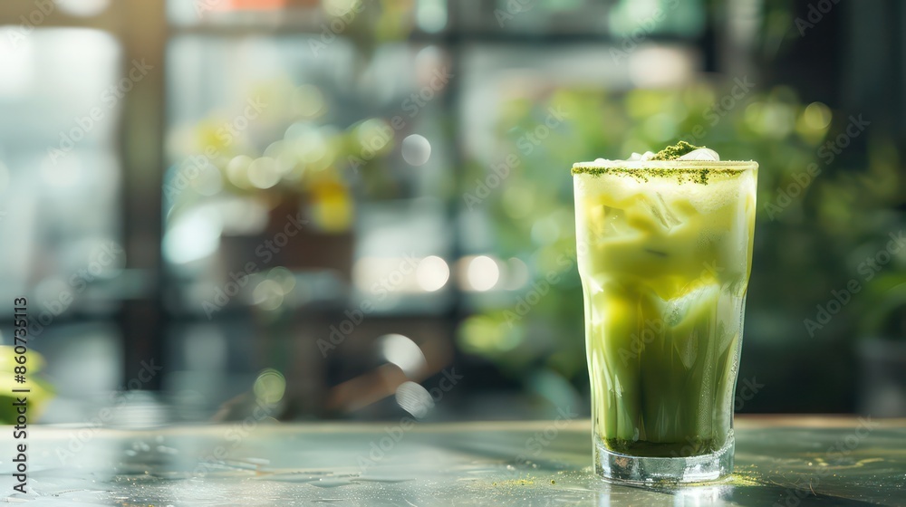 A refreshing image of a chilled glass of iced matcha latte, its vibrant green color and earthy flavor promising a unique and energizing beverage experience A refreshing image of a chilled glass of iced matcha latte, its vibrant green color and earthy flavor promising a unique and energizing beverage experience