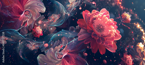 Beautiful colorful pink flower in space background