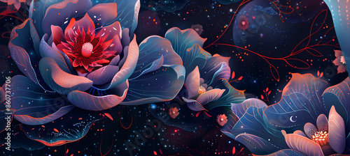 Beautiful colorful dark flower in space background
