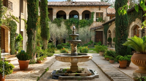 Fountain in the garden of Montserrat, Catalonia, Spain