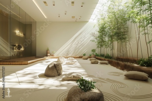 3d render of modern living room interior design in chinese style