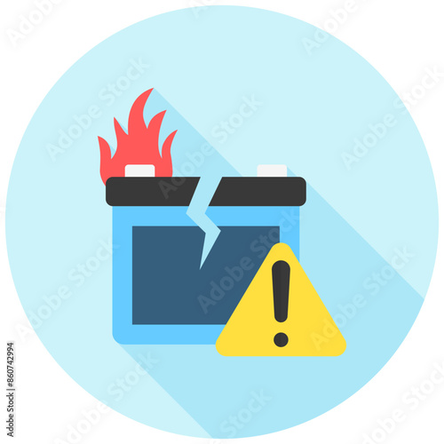 Battery leak rounded color icon, related to EV, electric vehicle, transportation, electric car and technology theme. use for modern concept, web and app development
