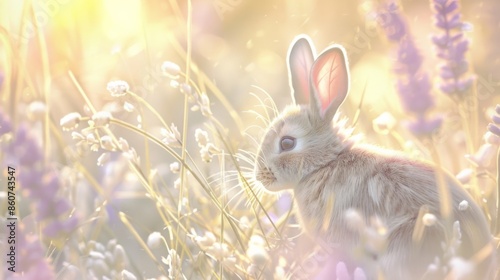 Rabbit in Grass Gentle Pastel Hues © Jordan