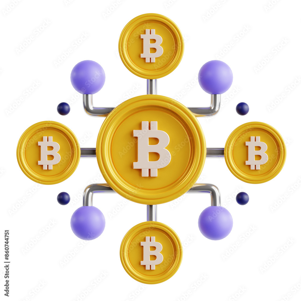 PNG 3D Bitcoin Network icon isolated on a white background PNG 3D Bitcoin Network icon isolated on a white background