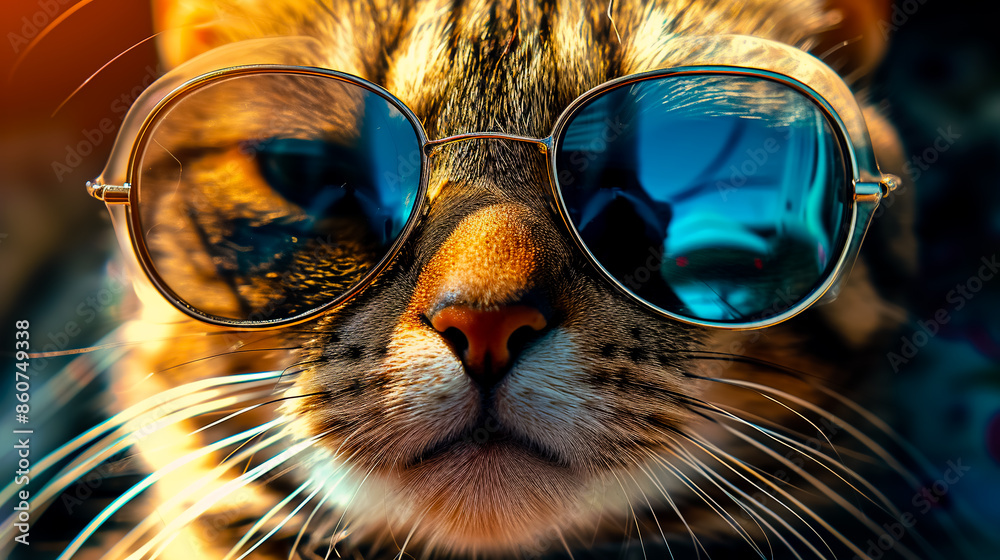 Naklejka premium A cat wearing sunglasses.