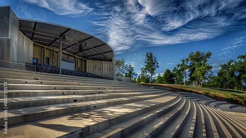 outdoor amphitheater updated with acoustically optimized fiber cement panels, designed to enhance sound quality for live performances while providing a visually appealing aesthetic