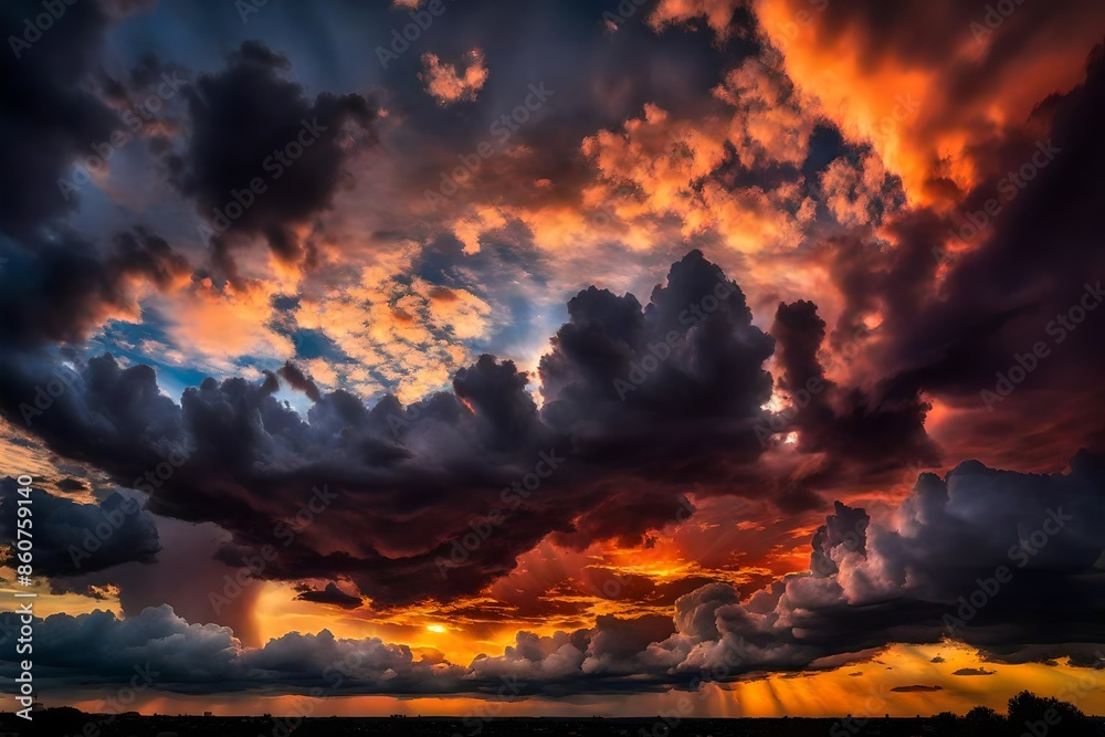 Fototapeta premium loud the evening sky at sunset