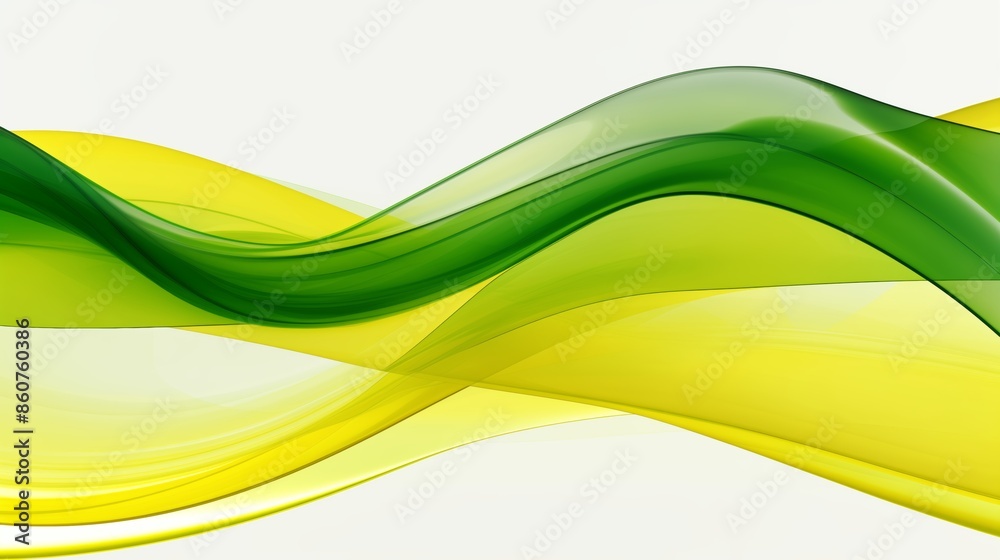 Abstract yellow and green wave design, modern art, dynamic flow ...