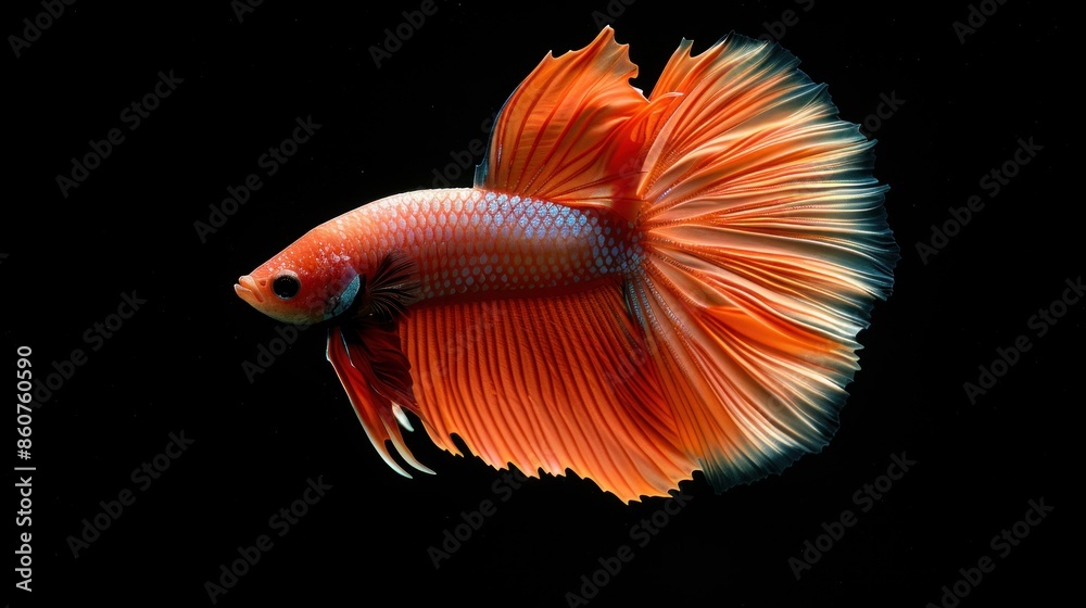 Orange Betta Fish with Flowing Fins Orange Betta Fish with Flowing Fins