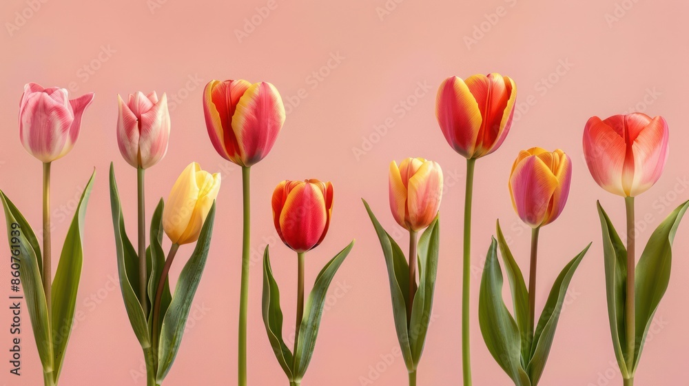 Fresh Tulip Bouquet in Pink, Yellow, and Red: A Stunning Collection of Natural Flowers Fresh Tulip Bouquet in Pink, Yellow, and Red: A Stunning Collection of Natural Flowers