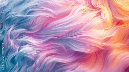 Abstract fur looped animation. Realistic 3d art style. Colorful background, waving hair, plush texture. Abstraction, motion graphics