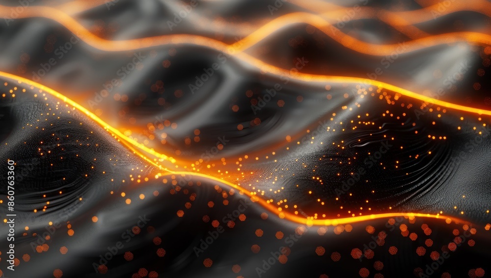 Abstract Orange Glowing Lines on Black Background Abstract Orange Glowing Lines on Black Background