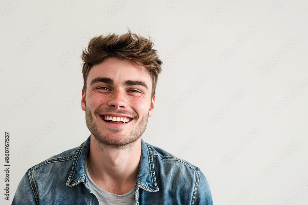 A good-looking man with an attractive smile is pictured against a clean white background A good-looking man with an attractive smile is pictured against a clean white background