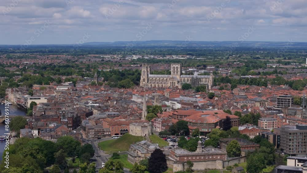 Aerial view of York, beautiful historic city in England Aerial view of York, beautiful historic city in England