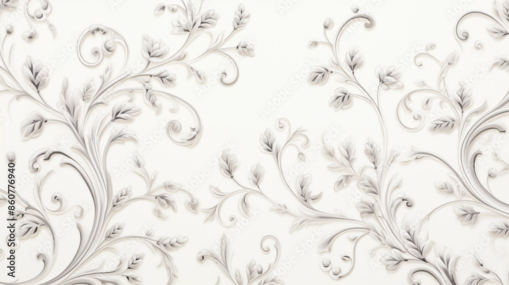 A delicate and intricate floral embossed design set against a white background, featuring beautifully detailed leaves and tendrils, creating a sophisticated and serene look. A delicate and intricate floral embossed design set against a white background, featuring beautifully detailed leaves and tendrils, creating a sophisticated and serene look.