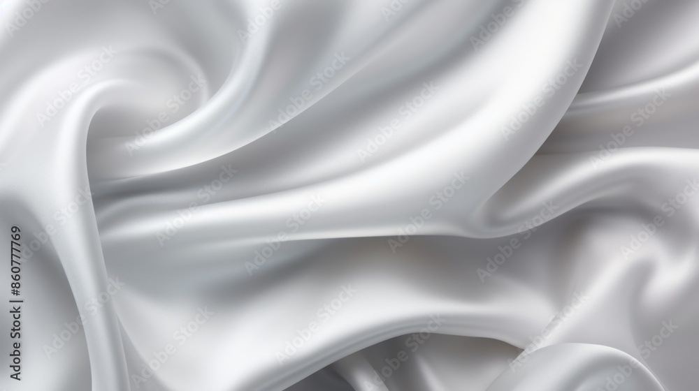 This image showcases elegant white satin fabric with gentle flowing waves, capturing the smooth, luxurious texture and subtle sheen that reflects light beautifully. This image showcases elegant white satin fabric with gentle flowing waves, capturing the smooth, luxurious texture and subtle sheen that reflects light beautifully.