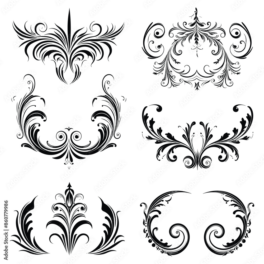 Christmas Floral Ornament Silhouette Collection Vector Christmas Floral Ornament Silhouette Collection Vector