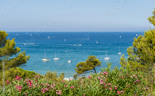 View from sea on Cote d'Azur mediterranean coast