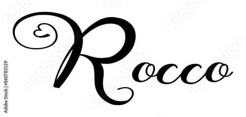 Rocco - colore nero - parola nome scritta con cuori - ideale per website, presentazioni, biglietti, banners, sweatshirt, stampe, cricut, silhouette, sublimazioni, etichette, adesivi