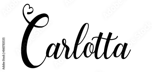 Carlotta - colore nero - parola nome scritta con cuori - ideale per website, presentazioni, biglietti, banners, sweatshirt, stampe, cricut, silhouette, sublimazioni, etichette, adesivi