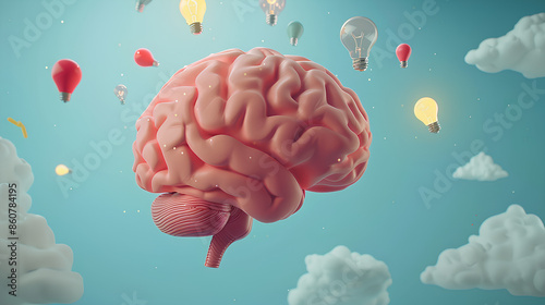 brain with animation of many ideas