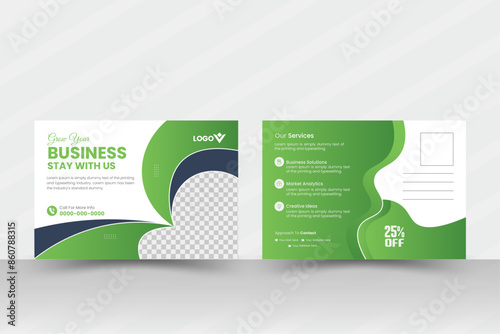 Corporate creative business postcard or Direct mail postcard template with  commercial, corporate, marketing, customizable, sample, background vector,