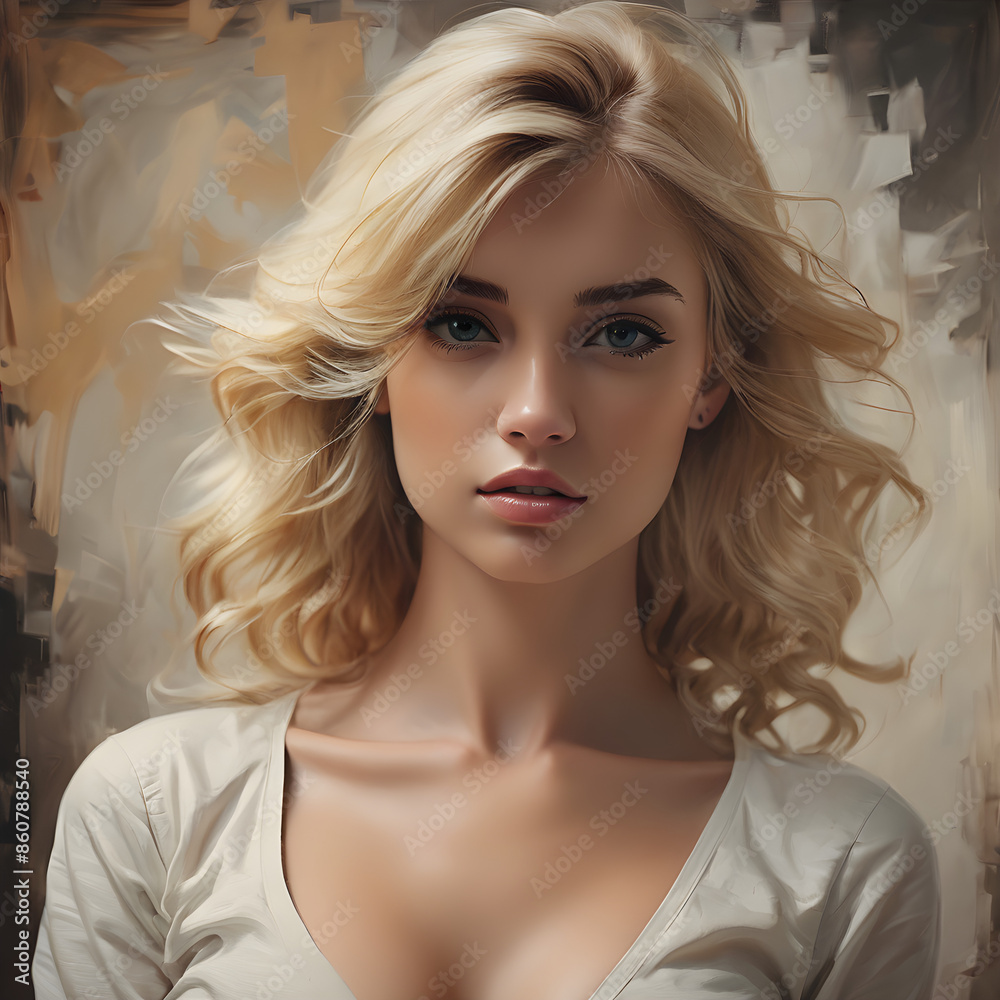 Fototapeta premium Una imagen muy bella del perfecto rostro de una chica rubia