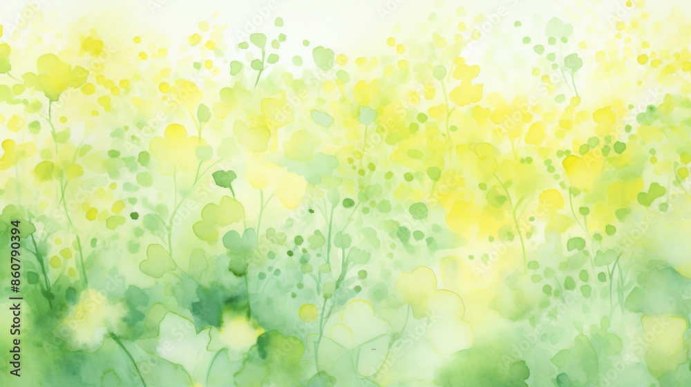 A lush green meadow filled with soft yellow flowers in watercolor, providing a calm and tranquil ambiance. The image captures the gentle beauty and peace of nature artfully. A lush green meadow filled with soft yellow flowers in watercolor, providing a calm and tranquil ambiance. The image captures the gentle beauty and peace of nature artfully.