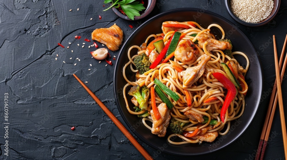 Authentic Yakisoba with Chicken and Vegetables