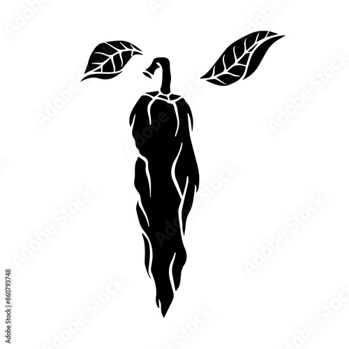 Silhouette, doodle of a hot chili pepper. Vector graphics.