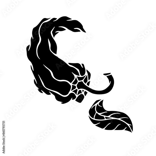 Silhouette, doodle of a hot chili pepper. Vector graphics.