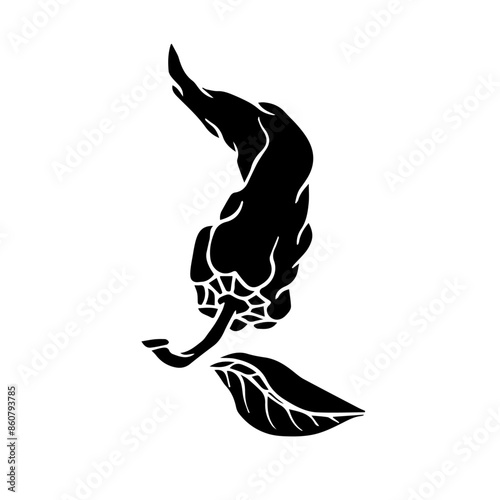 Silhouette, doodle of a hot chili pepper. Vector graphics.